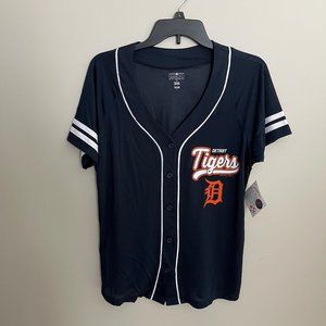 Detroit Tigers Navy Blue Mesh Button Front Jersey